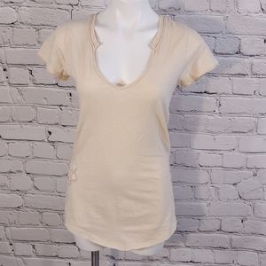 Free People cream cut out tee
